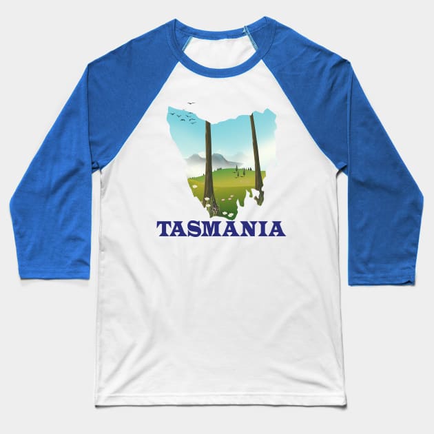 Tasmania Map Baseball T-Shirt by nickemporium1